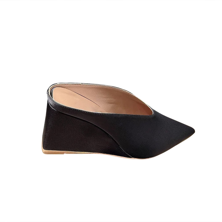 LATCA Satin Wedged Heel Mules