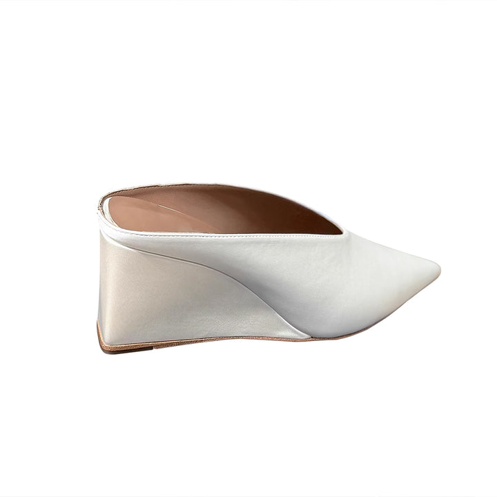 LATCA Satin Wedged Heel Mules