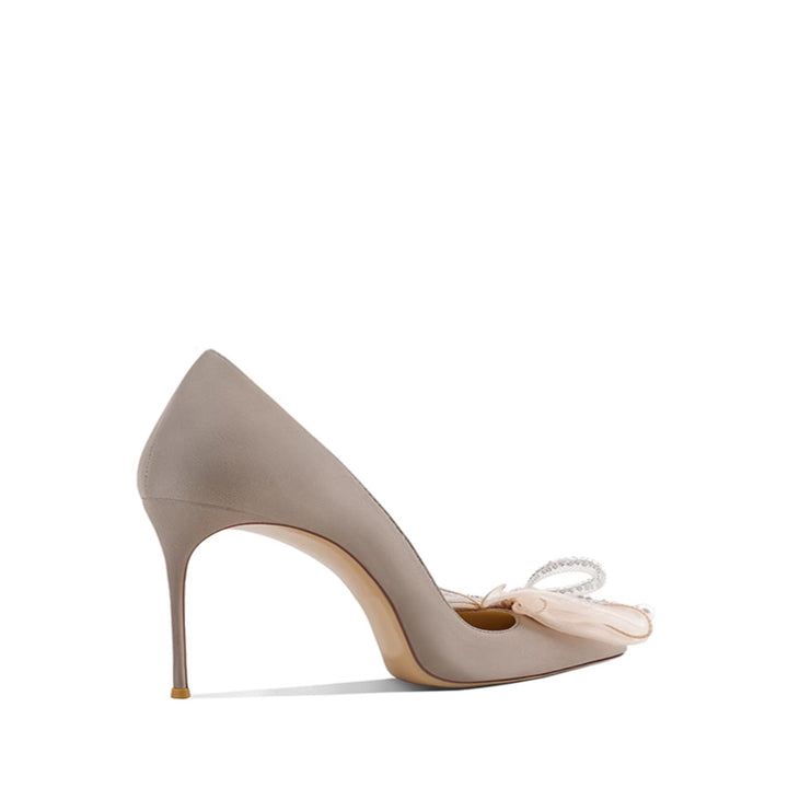 LENOB Diamante Bow Mid Heel Pumps - 6cm