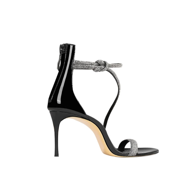 LEVIA Diamante Mid Heel Sandals - 6cm