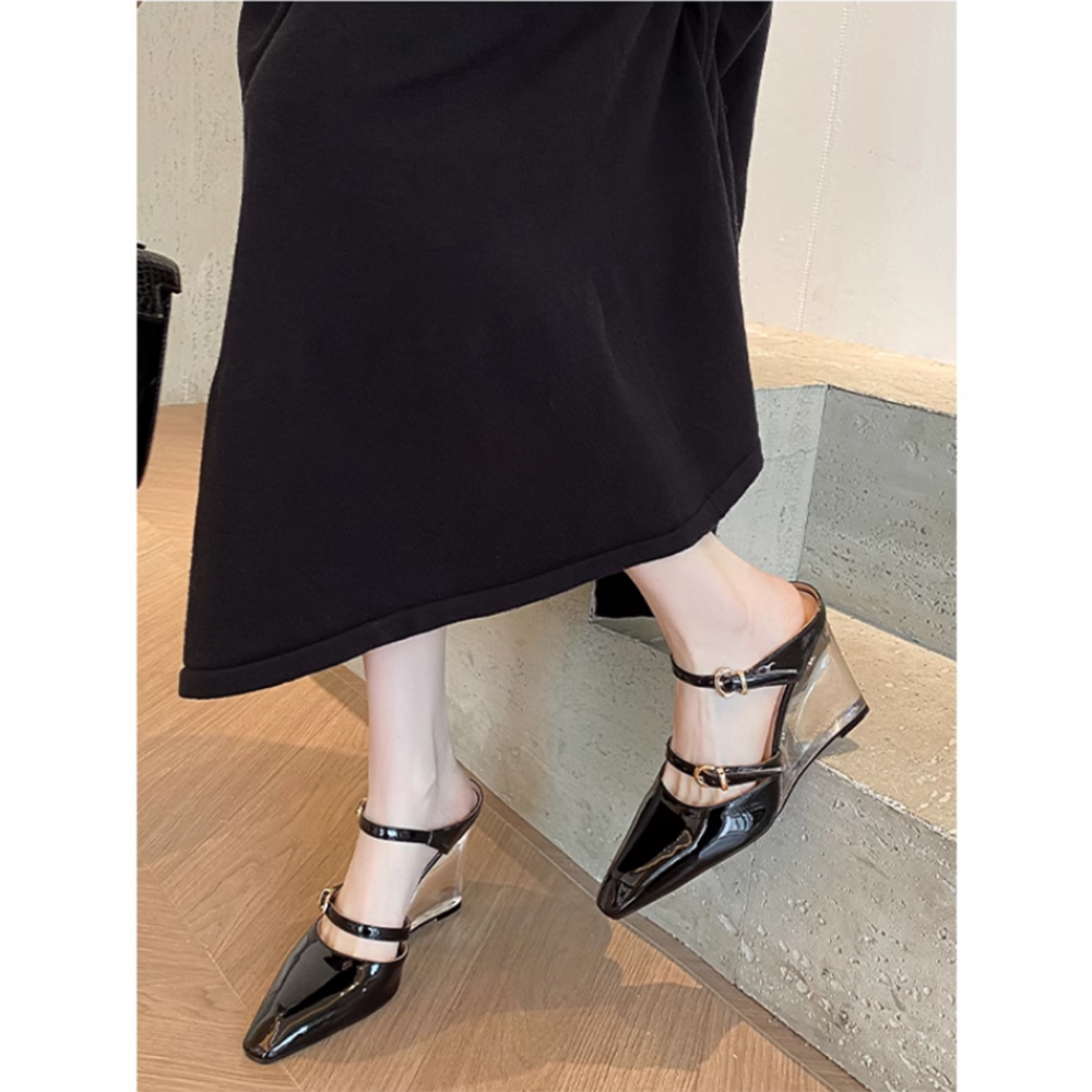 LEVUT Wedged Heel Mules Sandals