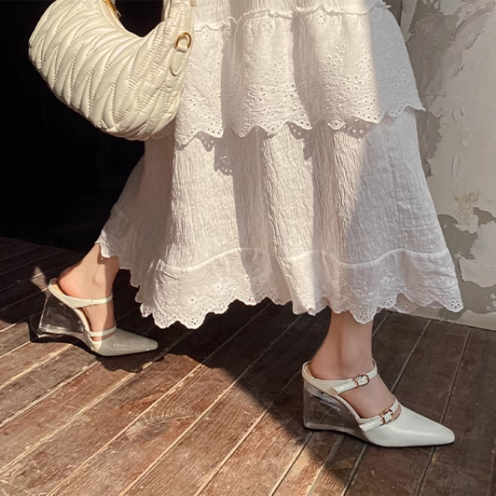 LEVUT Wedged Heel Mules Sandals