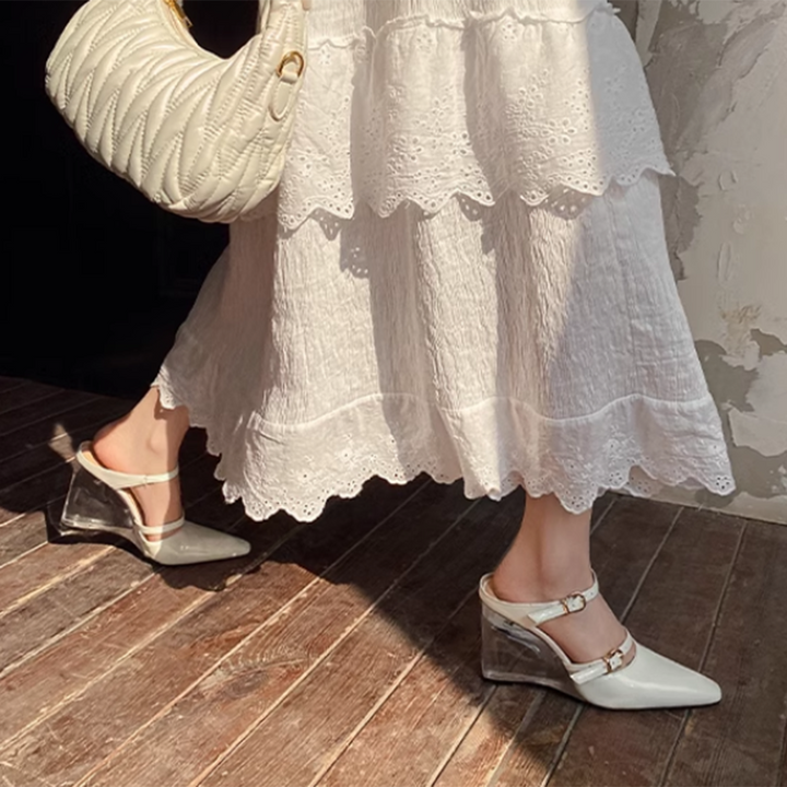 LEVUT Wedged Heel Mules Sandals