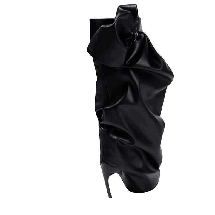 LUCON Bow Leather Knee High Boots
