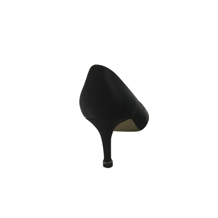 MIRKO Diamante Embellished Satin Mid Heel Pumps - 6cm
