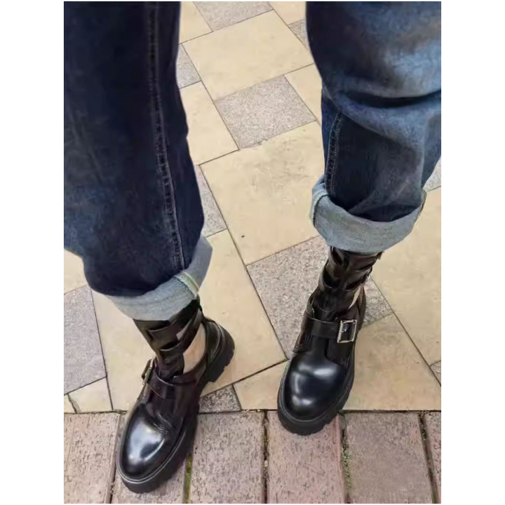 NASDA Buckled Cut Out Ankle Boots