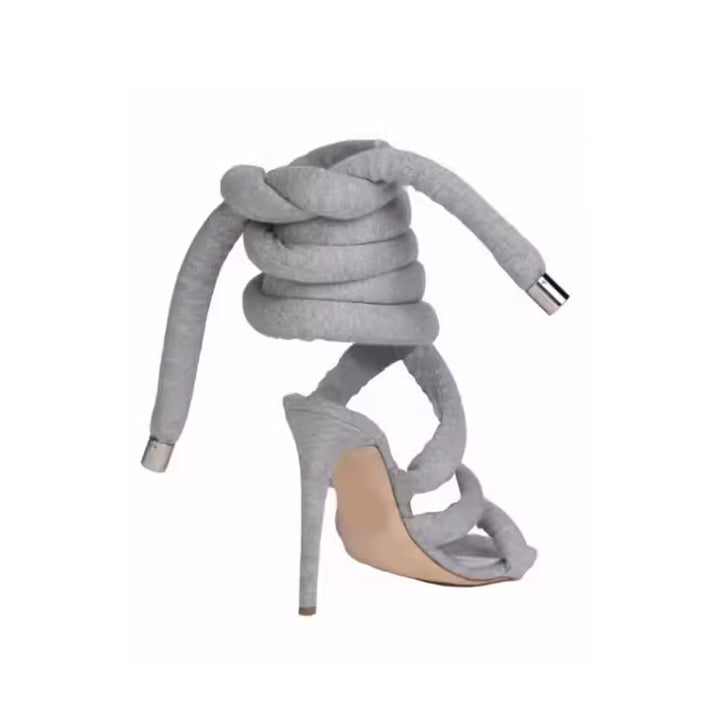 NASRA Lace Up High Heel Sandals