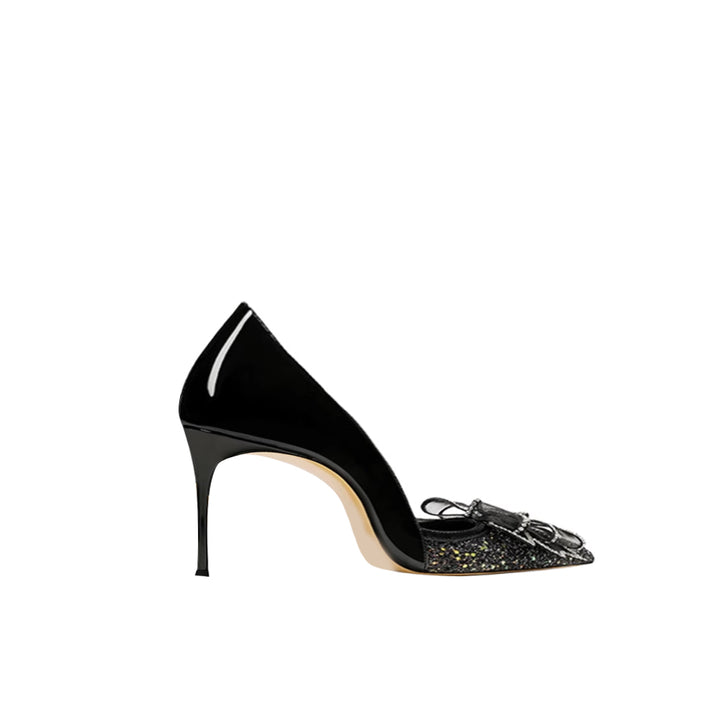 PERAC Diamante Bow Mid Heel Pumps - 6cm