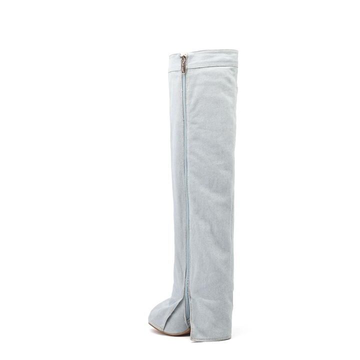POGIH Denim Knee High Boots