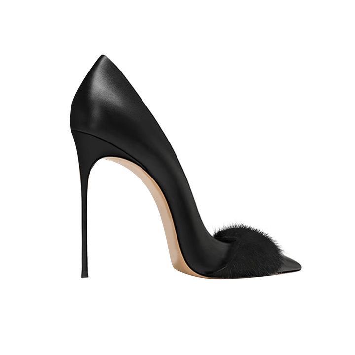 REMIV Fur Embellished High Heel Pumps - 10cm