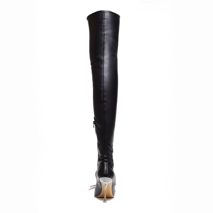 RUEKE Diamante Bow Over The Knee Boots
