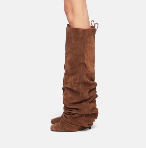 RULEN Stiletto Heel Slouchy Knee High Boots