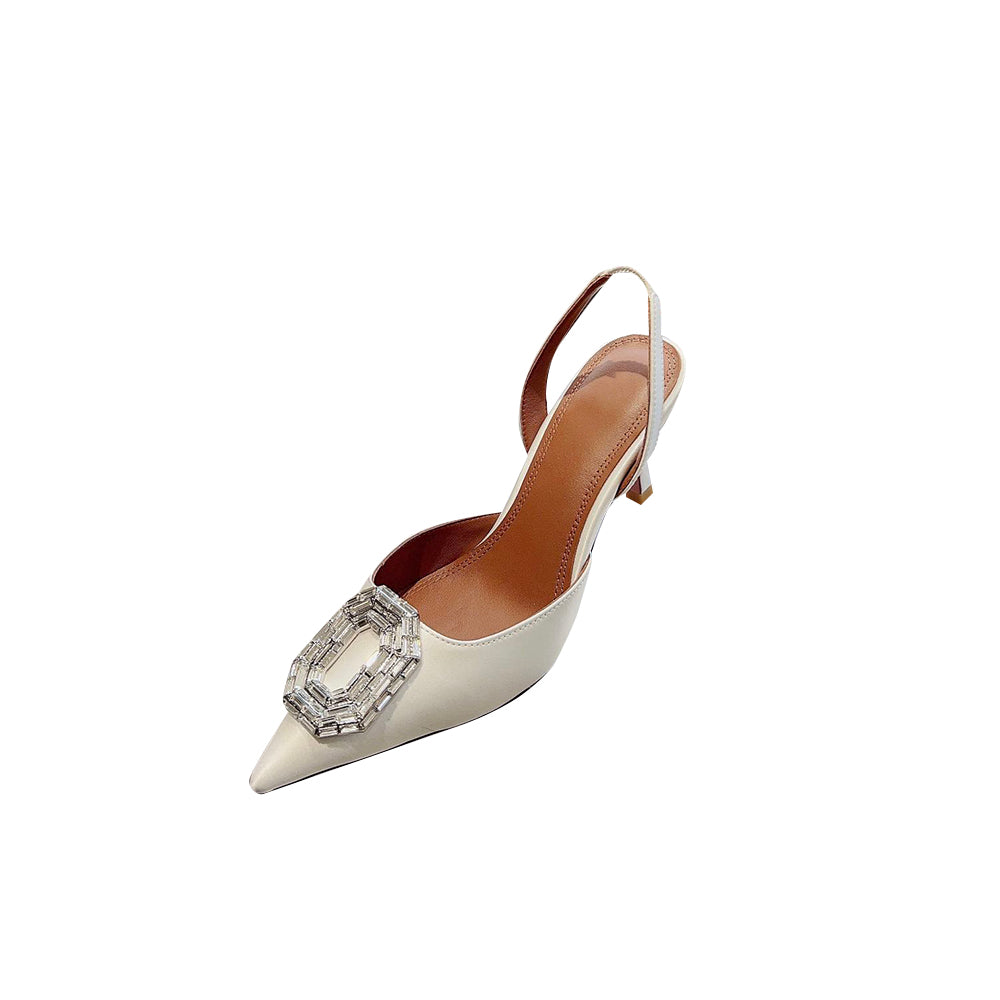 SRANU Diamante Buckled Mid Heel Sandals - 7cm