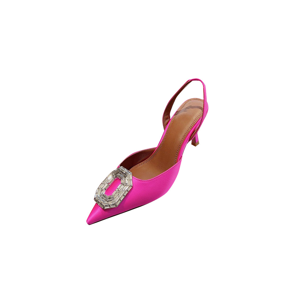 SRANU Diamante Buckled Mid Heel Sandals - 7cm