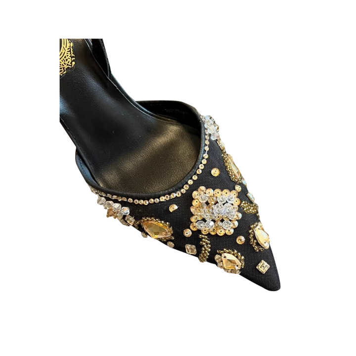 SURCI Diamante Mesh High Heel Pumps
