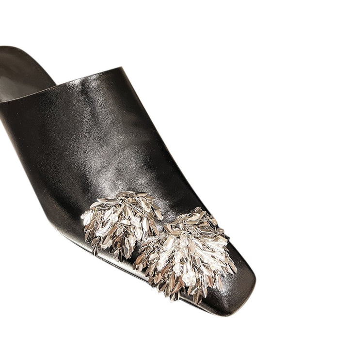 TEOSI Sequinned Kitten Heel Mules Sandals