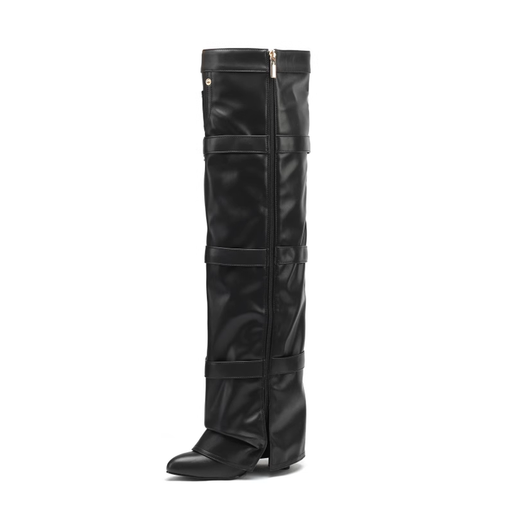 TERUL Buckled Knee High Boots