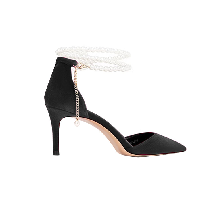 TESSU Pearl Embellished Kitten Heel Sandals