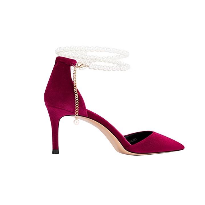 TESSU Pearl Embellished Kitten Heel Sandals