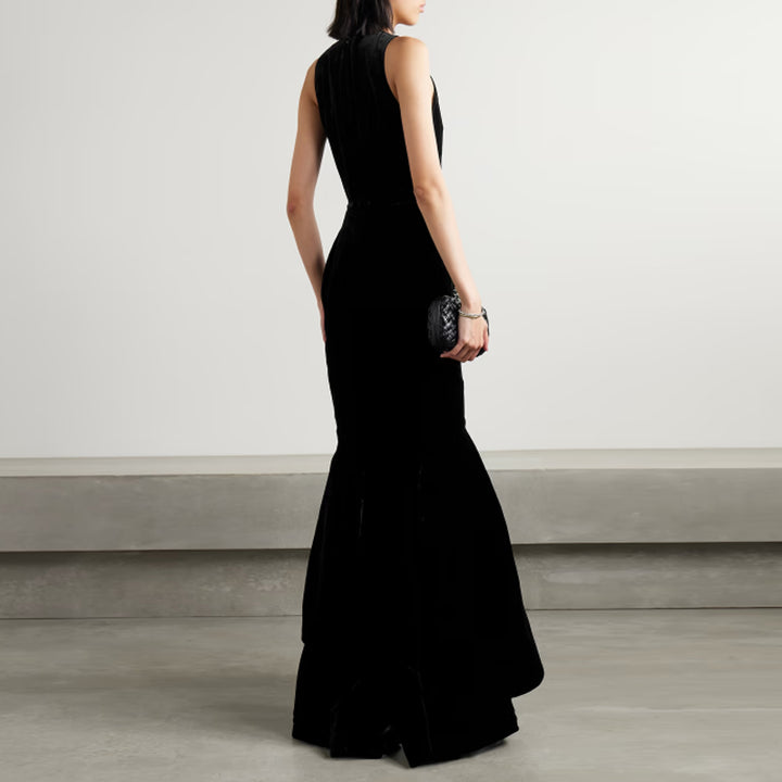 XUIVE Ruffled Hem Evening Dress Gown