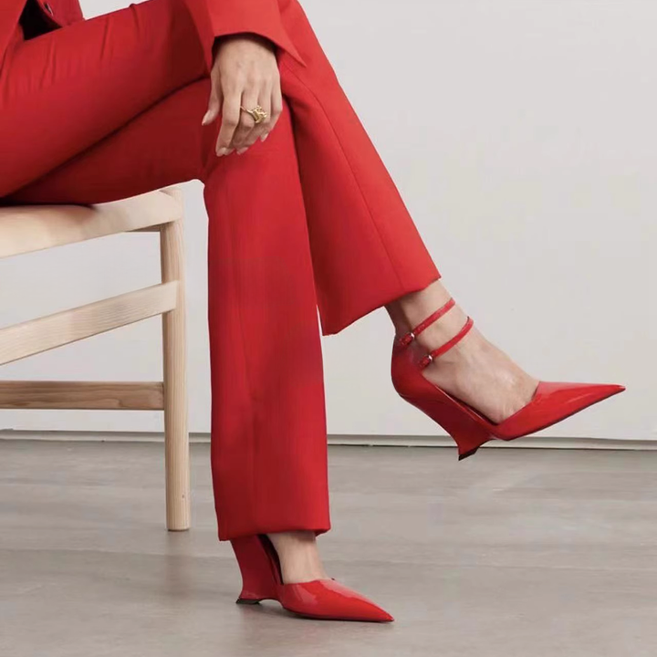 DELCO Ankle Strap Wedged Heel Sandals