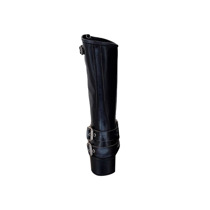 HAUGA Buckled Leather Knee High Boots