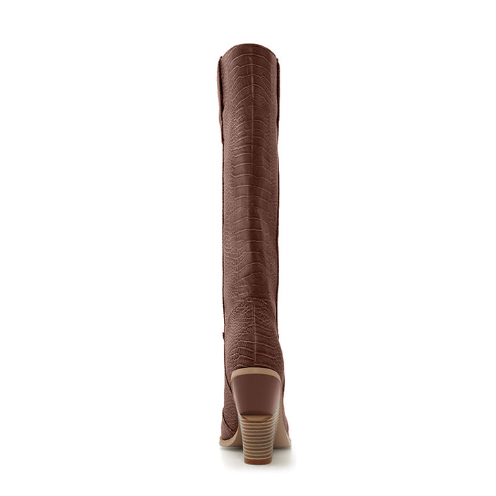 GESA Sculptured Heel Western Cowboy Knee High Boots