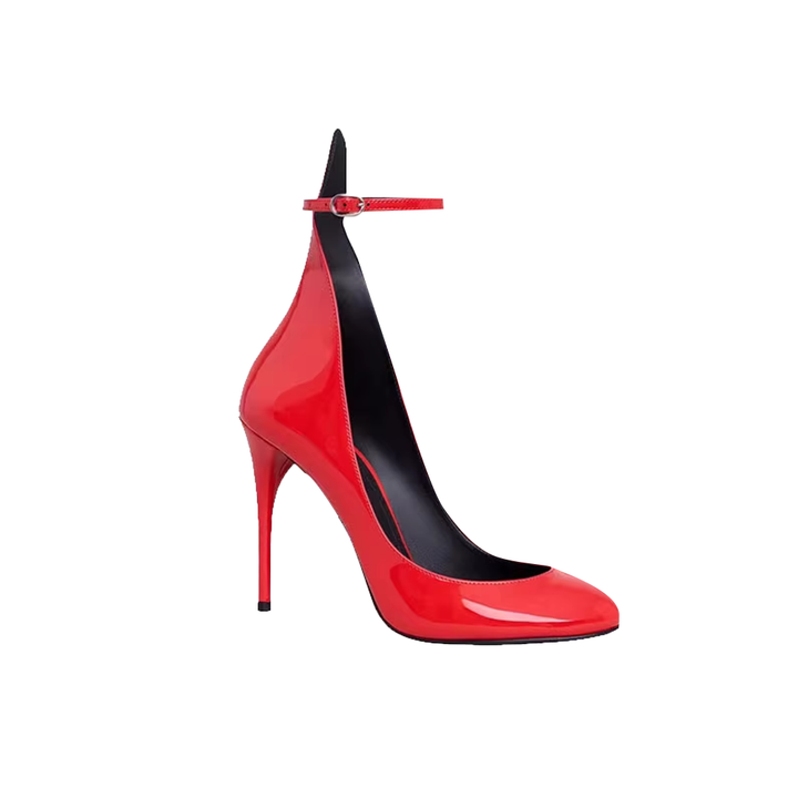 SKPON Patent Leather Ankle Strap High Heel Pumps