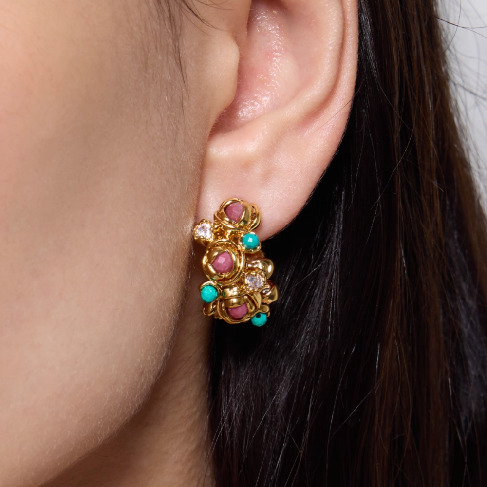 MGHHR Rose Color-Blocking Gemstone Earrings - Pair