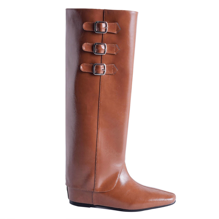 YXSCQ Wedged Leather Boots