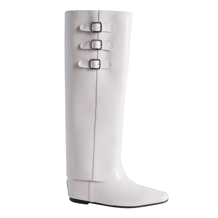 YXSCQ Wedged Leather Boots