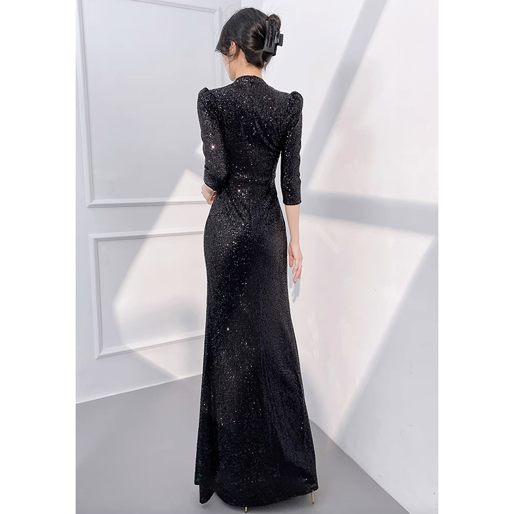 GJSGZ V-neck Sequin Evening Gown