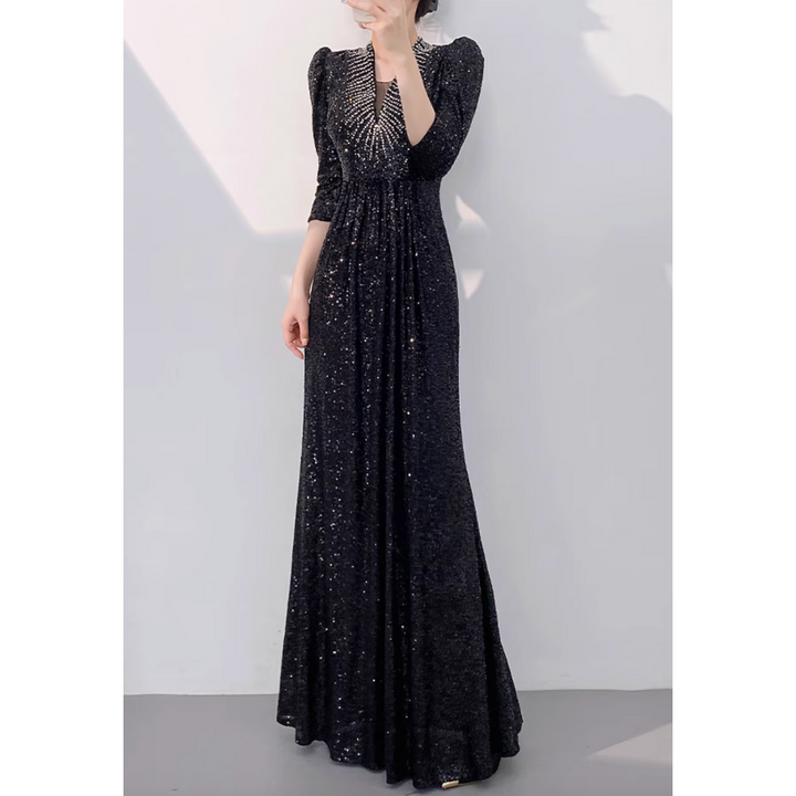 GJSGZ V-neck Sequin Evening Gown