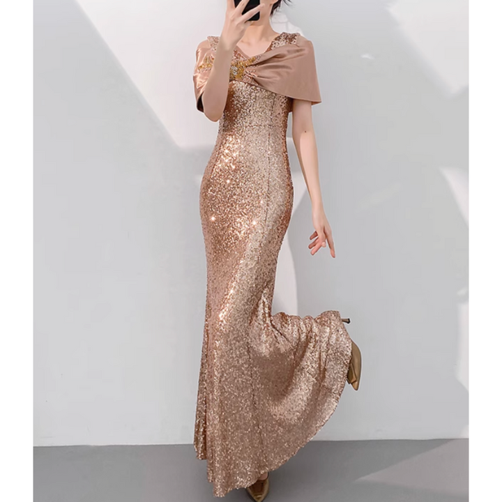 YWLPC Sequin Maxi Evening Dress Gown