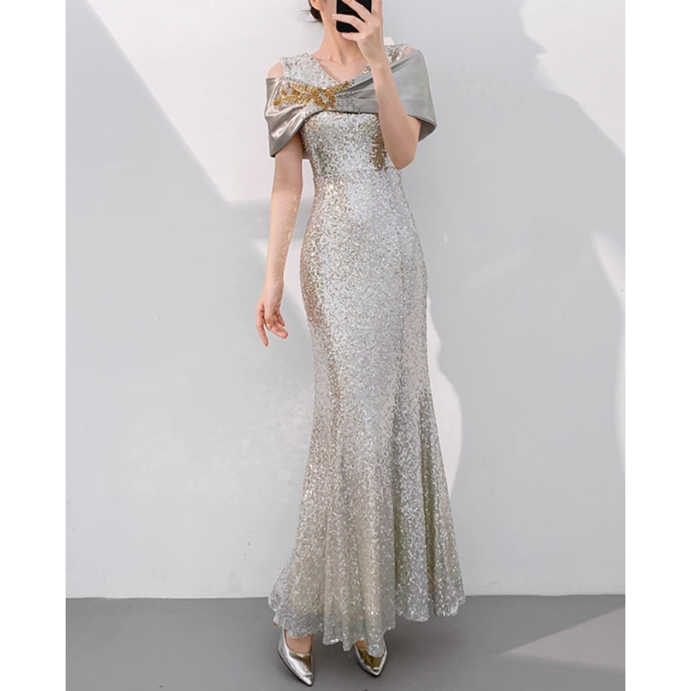 YWLPC Sequin Maxi Evening Dress Gown