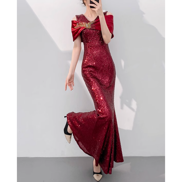 YWLPC Sequin Maxi Evening Dress Gown
