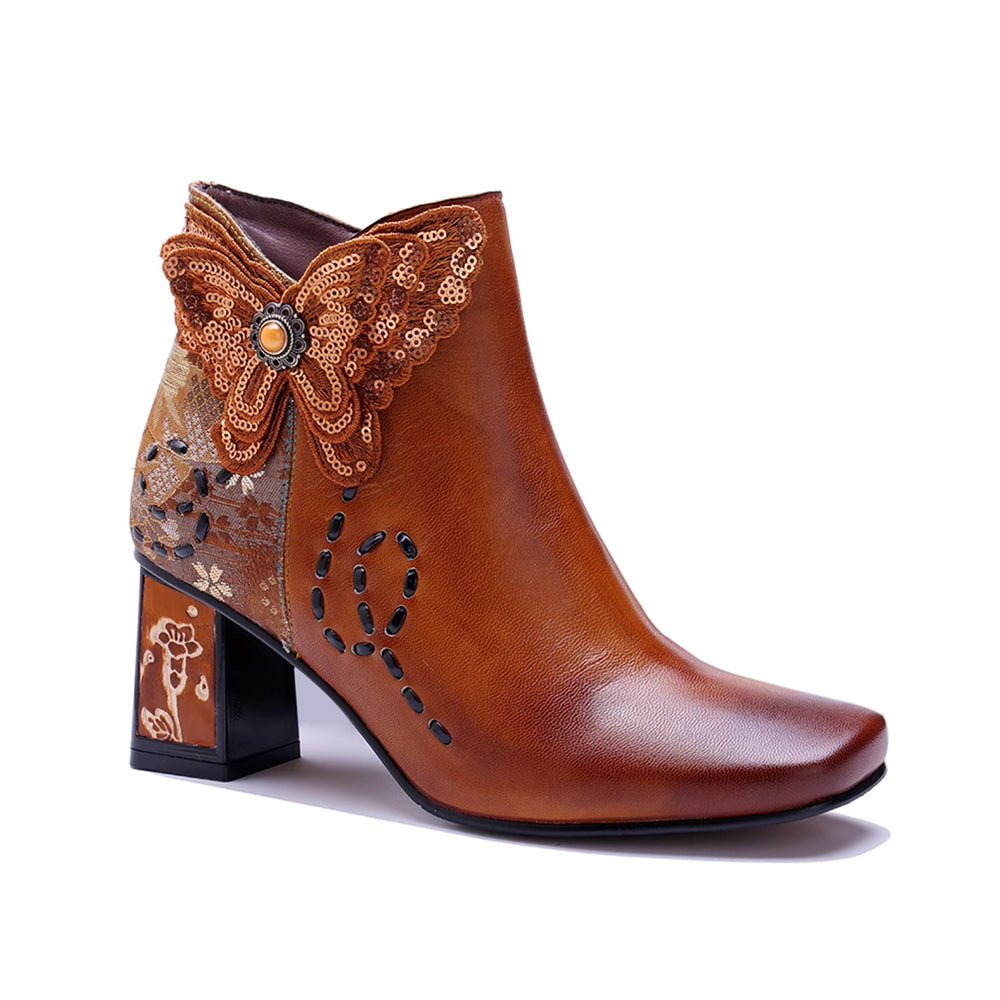 MIZUG Ethnic Style Western Cowboy Ankle Boots