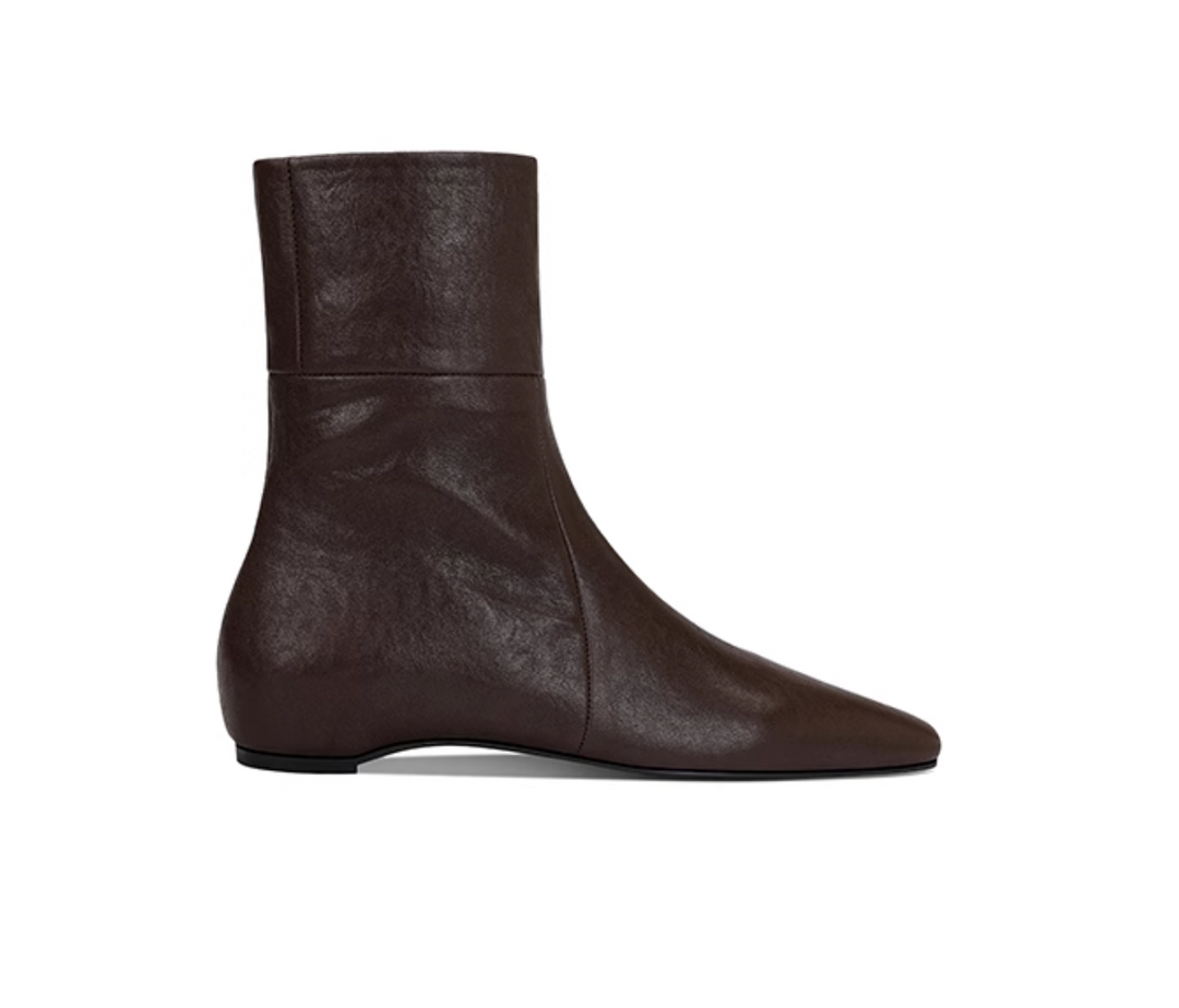 UMTIN Leather Flat Ankle Boots