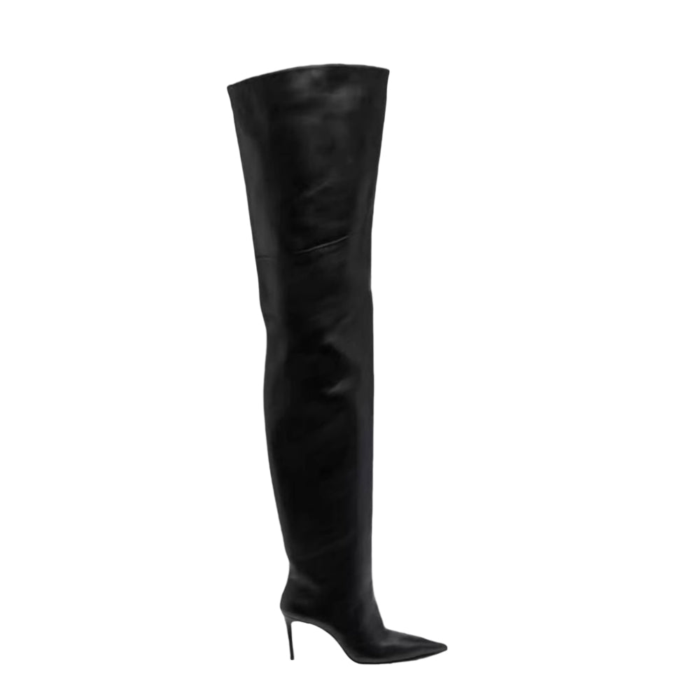 WMZDX Leather Over The Knee Boots - 8cm