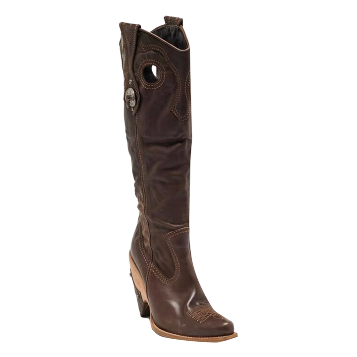 LKZGX Cut-out Western Cowboy Knee High Boots