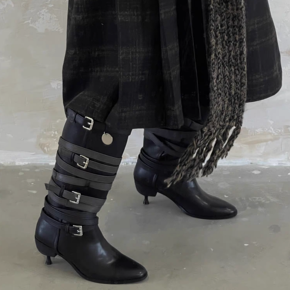 PDZSM Buckled Knee High Boots