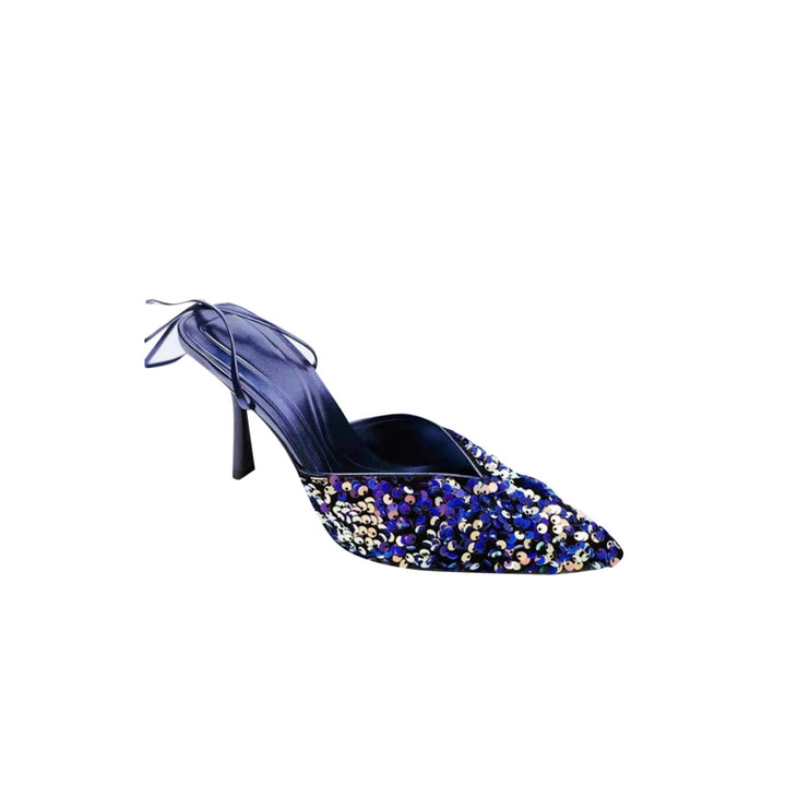 CUNRI Sequinned Lace Up Mid Heel Sandals