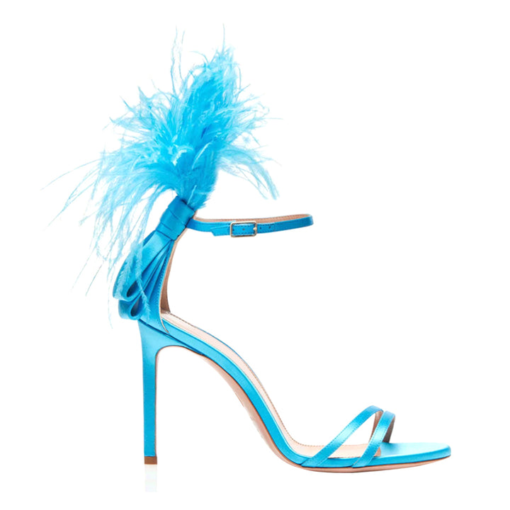 DEARI Feather Mid Heel Sandals - 7.5cm