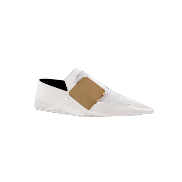 DIRCA Metal Embellished Leather Flat Loafers