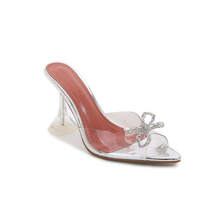 FEZIE Diamante Bow Naked Mules Sandals - ithelabel.com