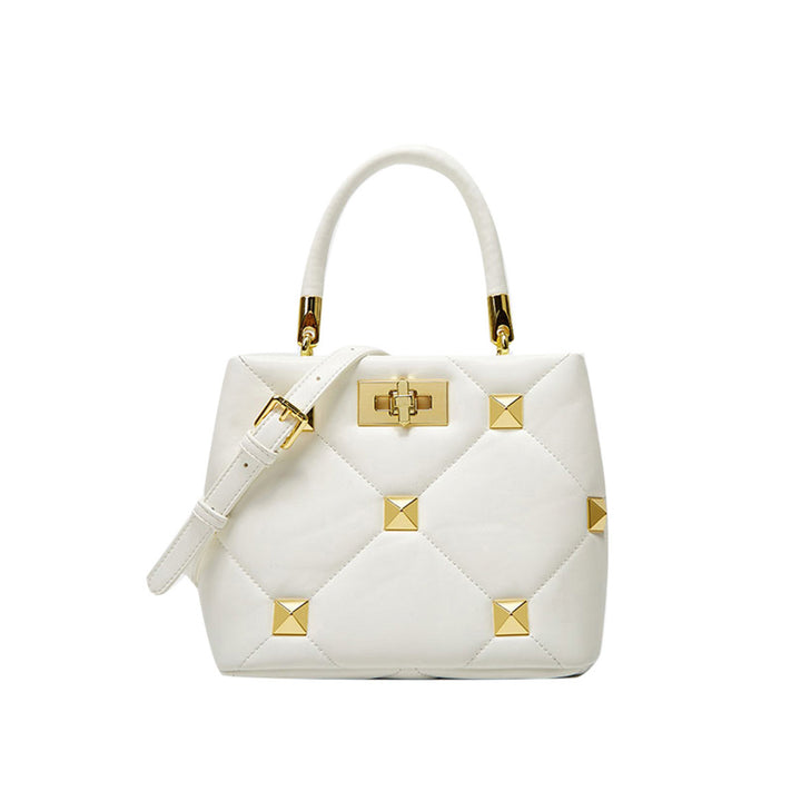 HENDO Studded Quilted Leather Tote Bag