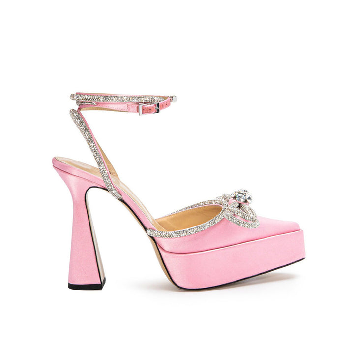 HERYI Diamante Bow Ankle Strap Platform Sandals