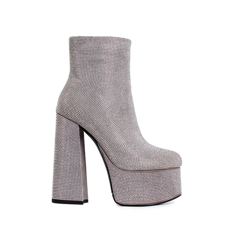 Silver platform cheap ankle boots