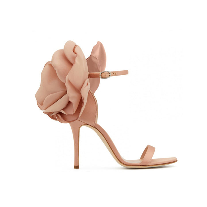 JUANE Flower Embellished Mid Heel Sandals - 7.5cm