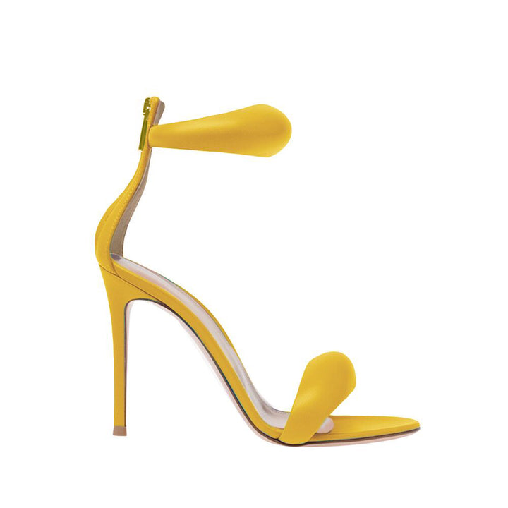 KAFIN Ankle Strap Leather Stiletto High Heel Sandals - 9.5cm
